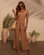 Bungalow Contrast Linen Jumpsuit