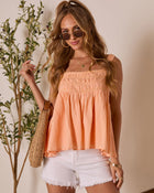 Coral % Juney Pleated Babydoll Tank-1