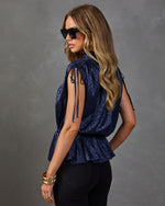 Romy Satin Animal Print Jaquard Peplum Blouse
