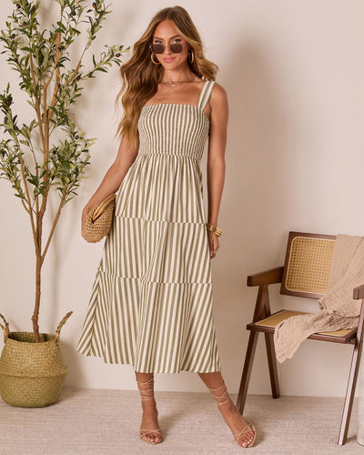 knee length dresses for ladies Phoebe Gingham Smocked Midi Dress Large main image 0