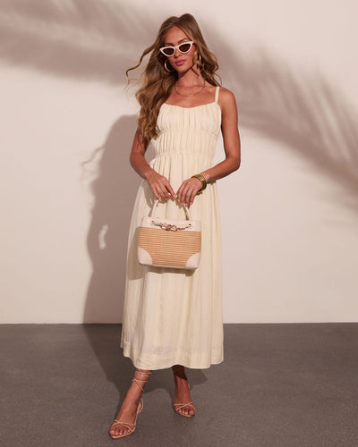 Lelanie Linen Blend Maxi Dress in Cream - Size Large, Rayon/Linen/ VICI Lelanie Linen Blend Maxi Dress in Cream - Size Large, Rayon/Linen/ VICI