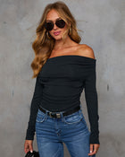 Black % Needed Me Ruched Off The Shoulder Top-1