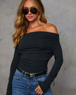 Black % Needed Me Ruched Off The Shoulder Top-5