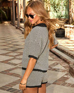 Black Stripe % Cloud Nine Contrast Trim Knit Polo Top-4