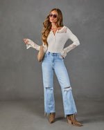 Morning Espresso Lace Trim Henley Top