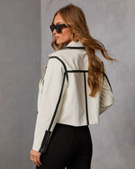 Quiet Riot Contrast Trim Vegan Leather Moto Jacket