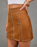 Sunset Saloon Studded Faux Suede Mini Skirt