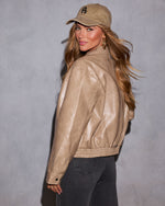 Olivara Faux Leather Bomber Jacket