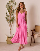 Pink % Chasing Light Tiered Maxi Dress-1