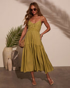 Kiwi % Riviera Romance Ruched Tiered Maxi Dress-1