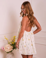 Airy Whisper Floral Halter Neck Mini Dress