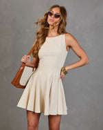 Classic Charm Pleated Linen Mini Dress