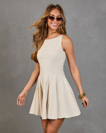 Classic Charm Pleated Linen Mini Dress