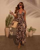 Palm Paradise Front Tie Maxi Dress