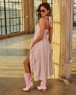 Honeyed Sienna Floral Halter Maxi Dress