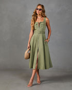 Roaming Chic Cotton Belted Midi Dress