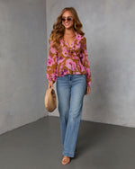 Wild Fig Ruffle Chiffon Top