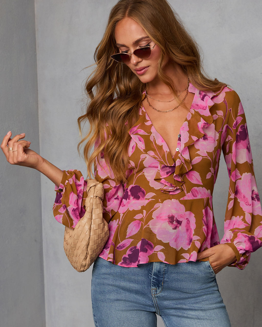Wild Fig Ruffle Chiffon Top – VICI