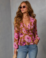 Wild Fig Ruffle Chiffon Top