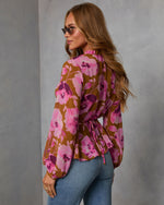 Wild Fig Ruffle Chiffon Top