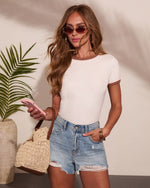 White % Soft Living Contrast Trim Short Sleeve Top-1