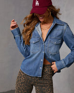 Muted Days Denim Button Down Top