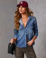 Muted Days Denim Button Down Top