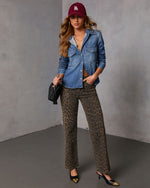 Muted Days Denim Button Down Top