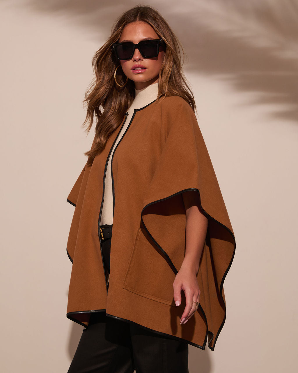 Warm Contrast Trim Poncho VICI