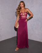Wine % Elizabeth Satin Maxi Skirt-1