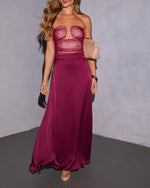 Wine % Elizabeth Satin Maxi Skirt-5