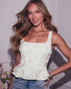 Dinah Jaquard Peplum Top