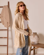 Past Season Fringe Open Front Sweater