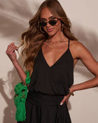 Black % Sharena Surplice Crop Top-1