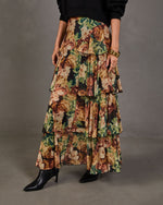Autumn Whimsy Tiered Floral Maxi Skirt