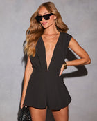 Black % Verina Plunging Neckline Romper-1