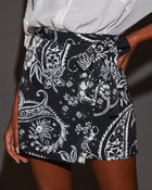 Black % Roxane Paisley Print Wrap Skort-5