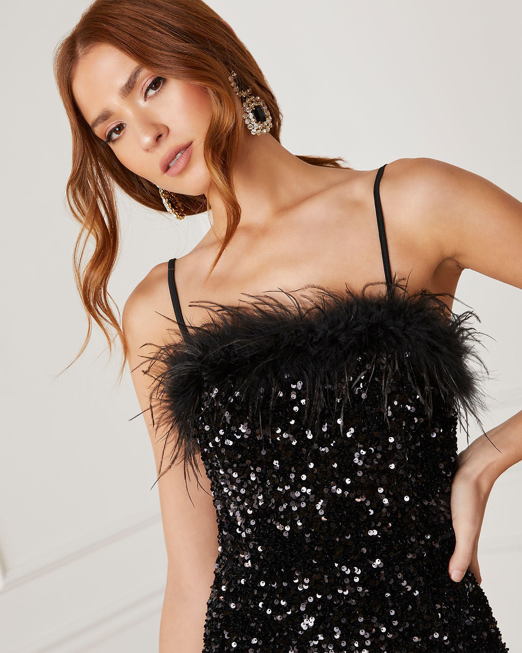 Sequin fur sales dress