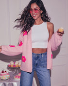 Light Pink % Fallen Daisy Oversized Knit Cardigan-1