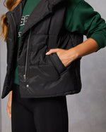 Black % Anna Pocketed Puffer Vest-6