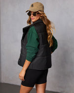 Black % Anna Pocketed Puffer Vest-4