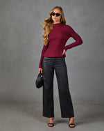 Society Social Knit Mock Neck Peplum Top