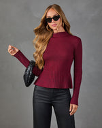Society Social Knit Mock Neck Peplum Top
