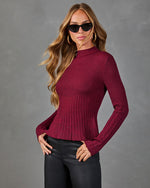 Society Social Knit Mock Neck Peplum Top