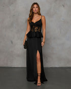 Black % Sanderson Peplum Maxi Dress-7