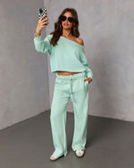 Mint % Homebody Honey Off Shoulder Sweatshirt-6