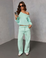 Mint % Homebody Honey Off Shoulder Sweatshirt-2