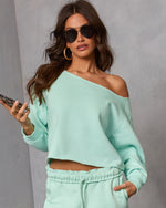 Mint % Homebody Honey Off Shoulder Sweatshirt-5