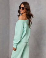 Mint % Homebody Honey Off Shoulder Sweatshirt-4