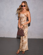 Leopard % Rosemary Strapless Slip Maxi Dress-3